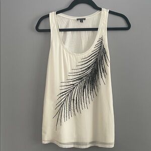 Express White Tank Top with Black Design